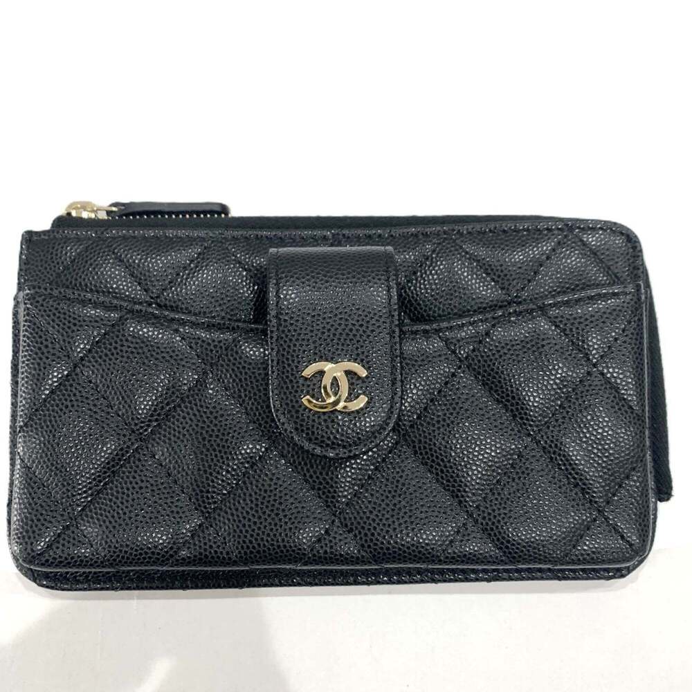 CHANEL Black Caviar Leather Pouch